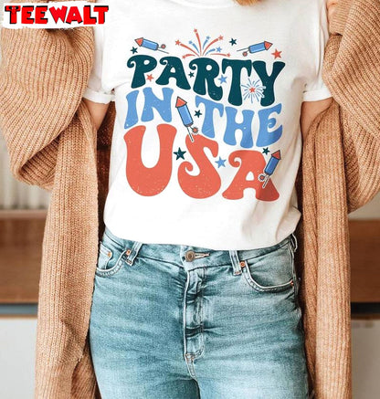 Comfort Party In The Usa Shirt, Limited Happy 4th Of July Crewneck Long Sleeve