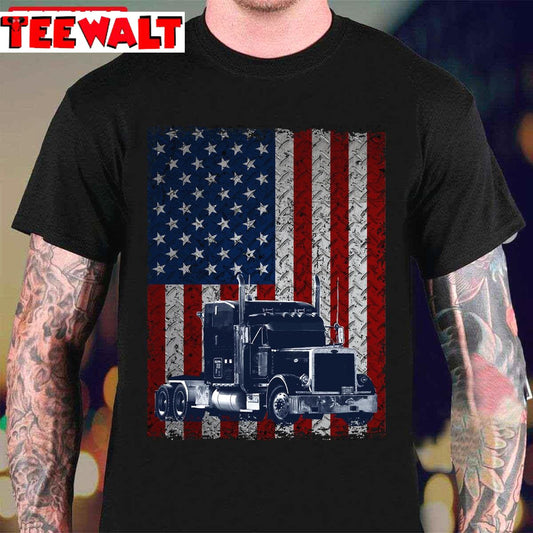 Truck Driver American Flag Trucker Gift Unisex T-Shirt