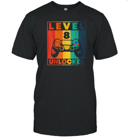 8Th Birthday Gamer Boy Or Gamer Girl Level 8 Unlocked T-Shirt