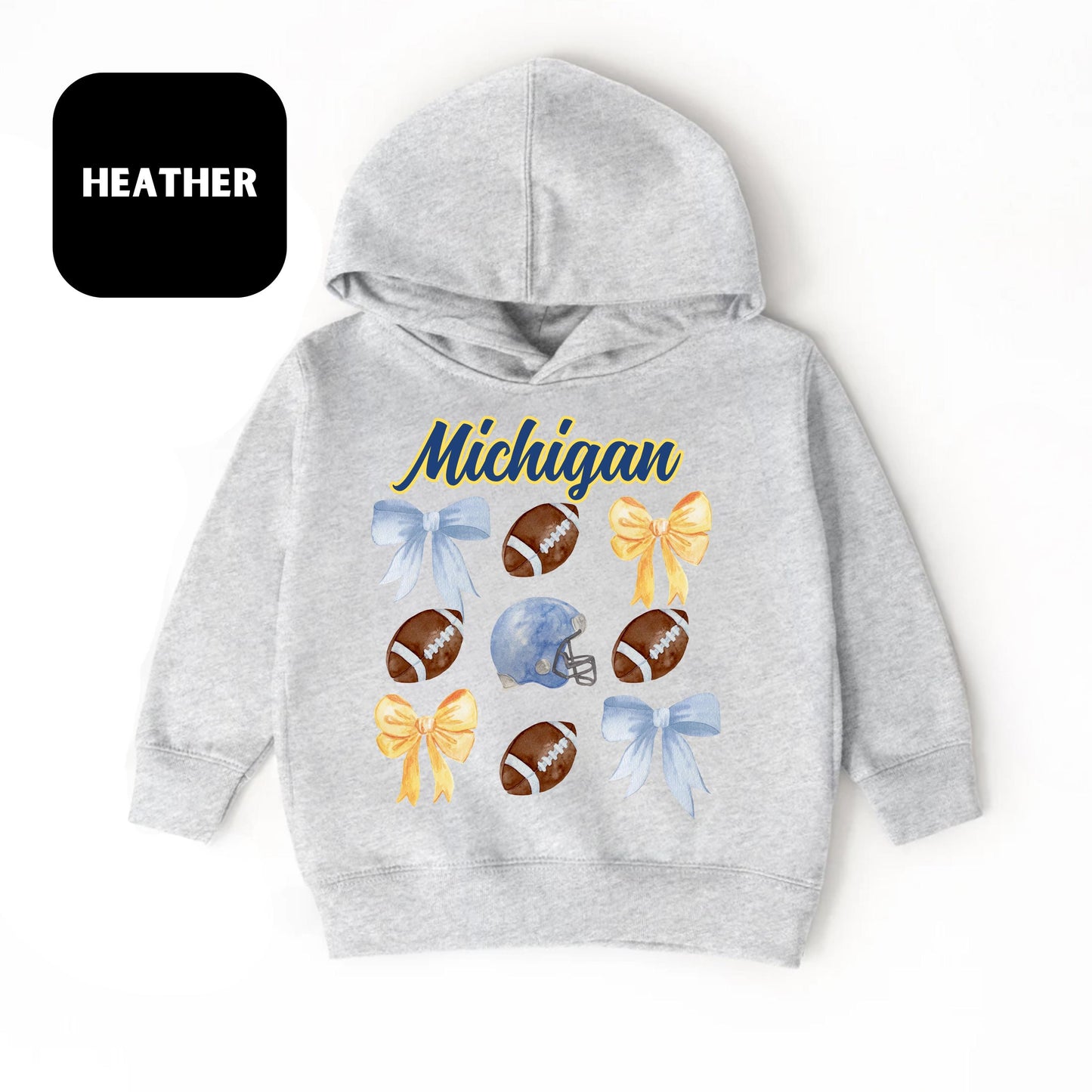 Toddler Michigan Sweatshirt With Coquette Bow For Game Day Fun