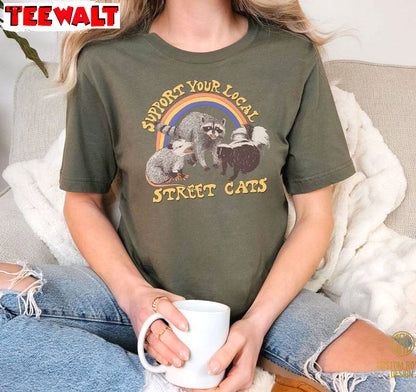 Funny Animal Sweatshirt , Comfort Support Your Local Street Cats Shirt Crewneck