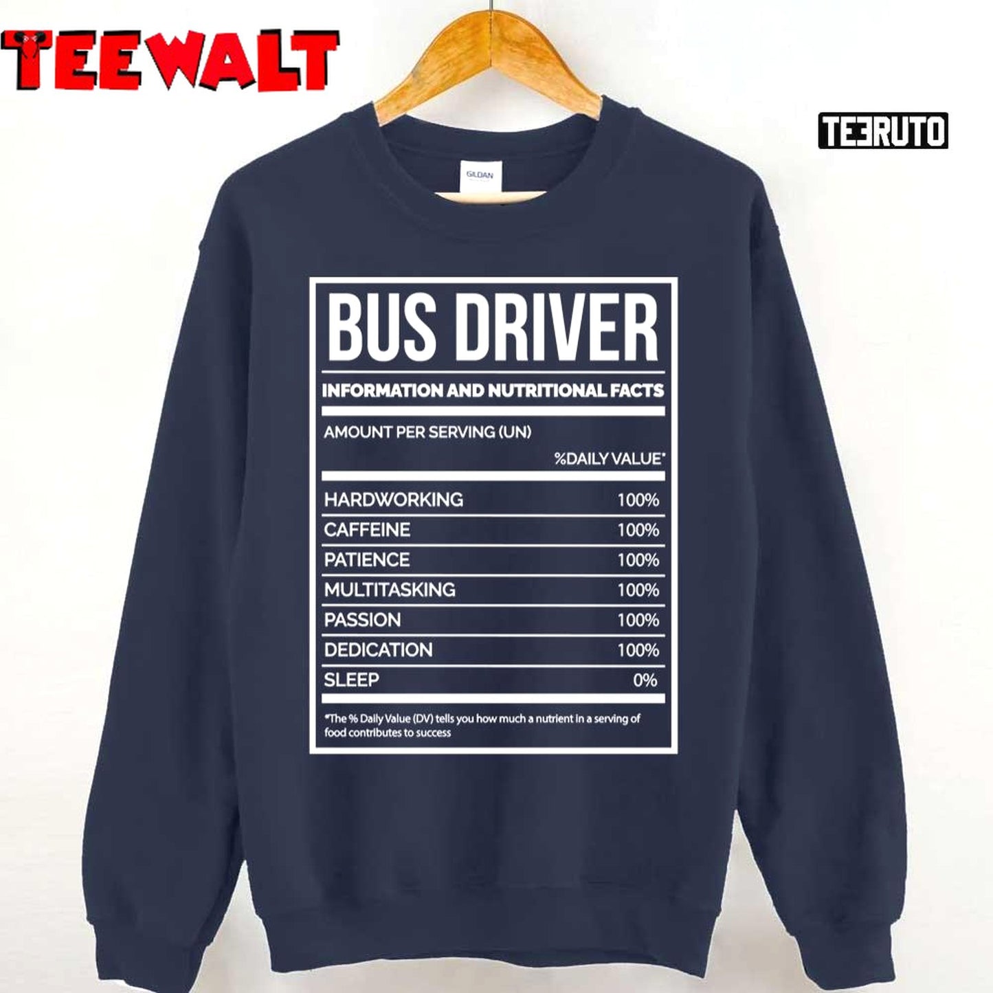 Funny Bus Driving Nutrition Label Unisex T-Shirt