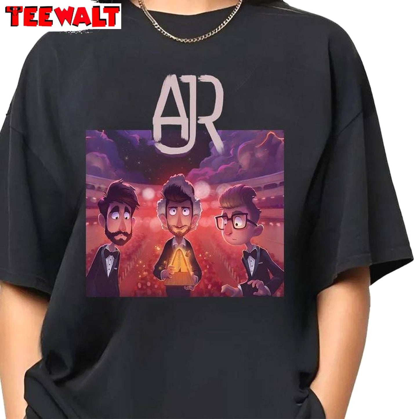 Groovy Ajr Band Shirt, Trendy Ajr Chibi Members Short Sleeve Crewneck