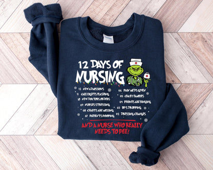 Funny Christmas Nurse Sweatshirt Merry Grinchmas Nursing