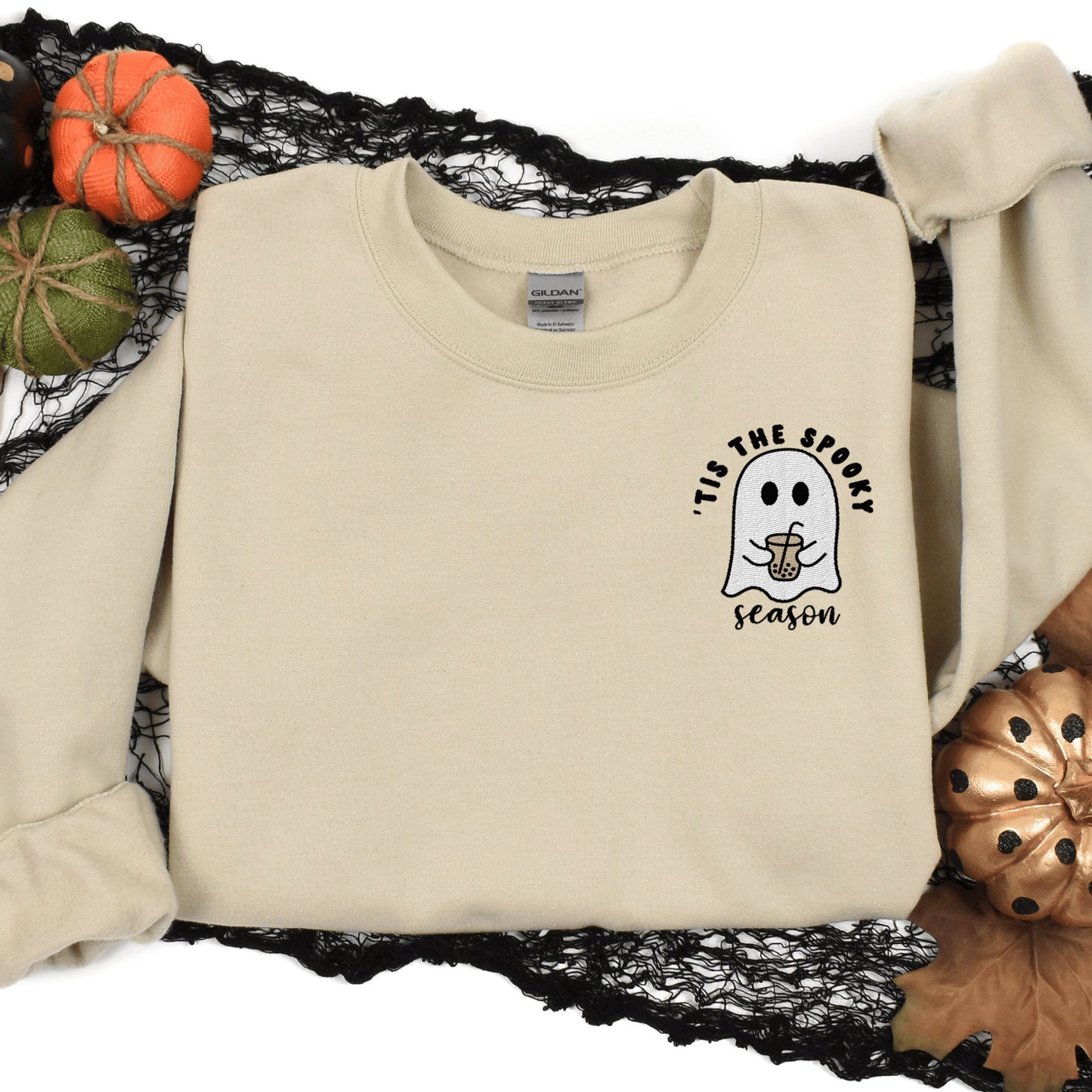 Ghost Coffee Embroidered Sweatshirt, Halloween Gift For Coffee Lovers