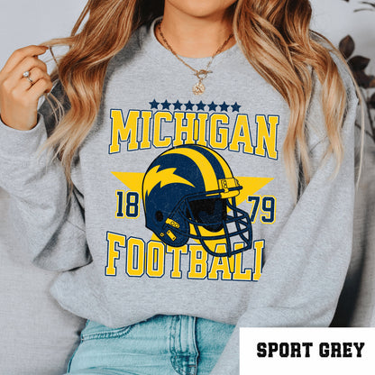 Michigan Football Vintage Crewneck Sweatshirt, University Football Shirt