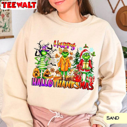 Christmas Thanksgiving Griench Sweatshirt, Happy Hallothanksmas Shirt