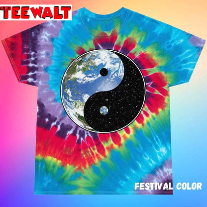 Earth And Space Yin Yang Symbol Unisex Tie Dye Tee