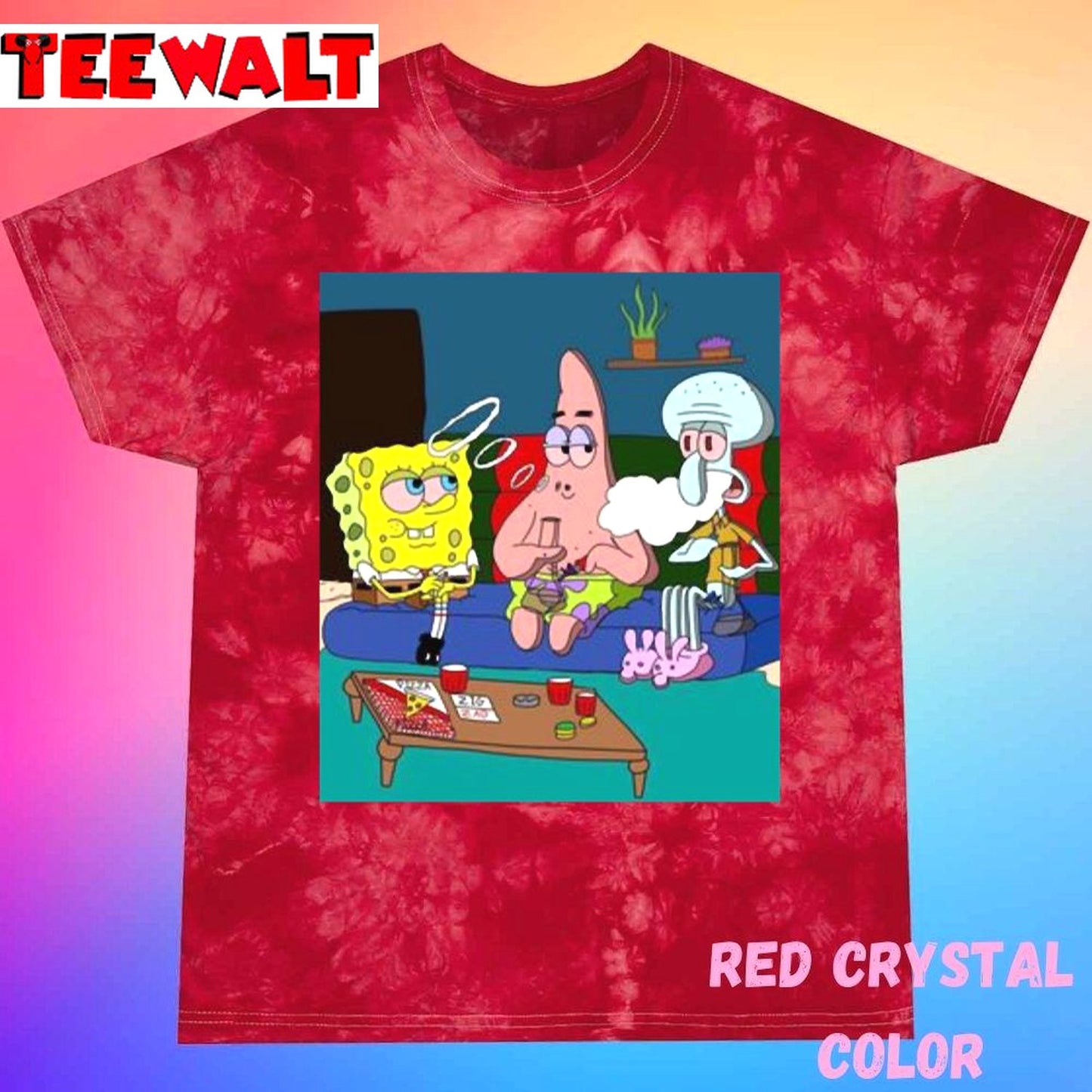 Getting High Smoking Weed Spongebob Patrick And Squidward Unisex Tie Dye T-Shirt