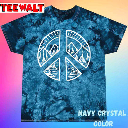 Peace Sign And Mountain Unisex Tie Dye Tee