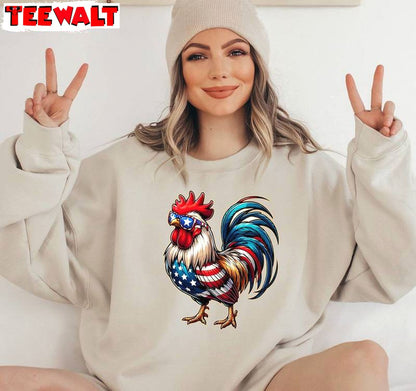 Must Have Fourth Of July T Shirt, Trendy Chicken 4th Of July Shirt Crewneck