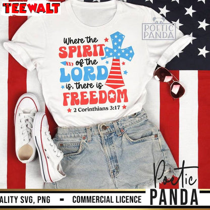 Christian 4th Of July Sweatshirt , Groovy Where The Spirit Of The Lord Is There Is Freedom Shirt Sweater