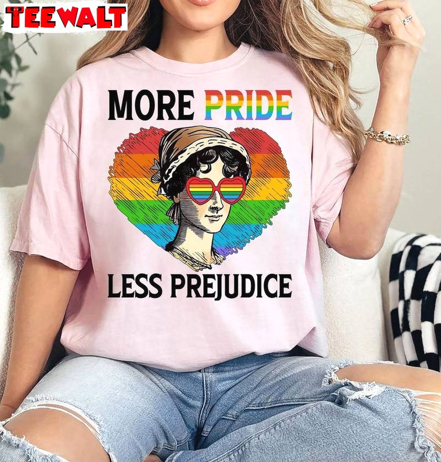 Pride Month Groovy Unisex Hoodie, More Pride Less Prejudice Shirt Long Sleeve