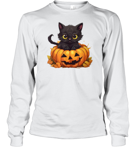 Halloween Black Cat Pumpkin Spooky Kitty Boys Girls T-Shirt