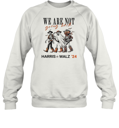 Harris Walz 2024 Halloween Skeleton We Are Not Going Back T-Shirt