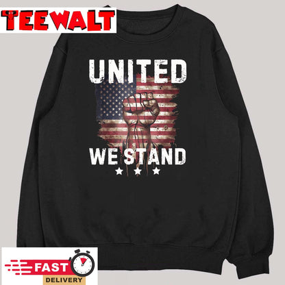 United We Stand Patriotic Gift for Men and Women USA Flag T-Shirt