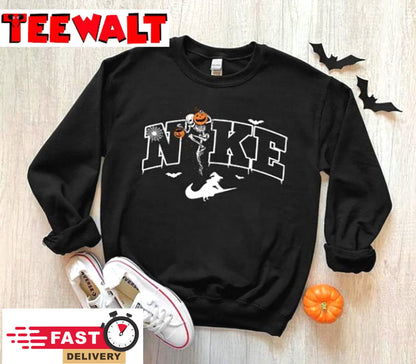 Halloween Swoosh Skeleton Pumpkin Fall Sweatshirt