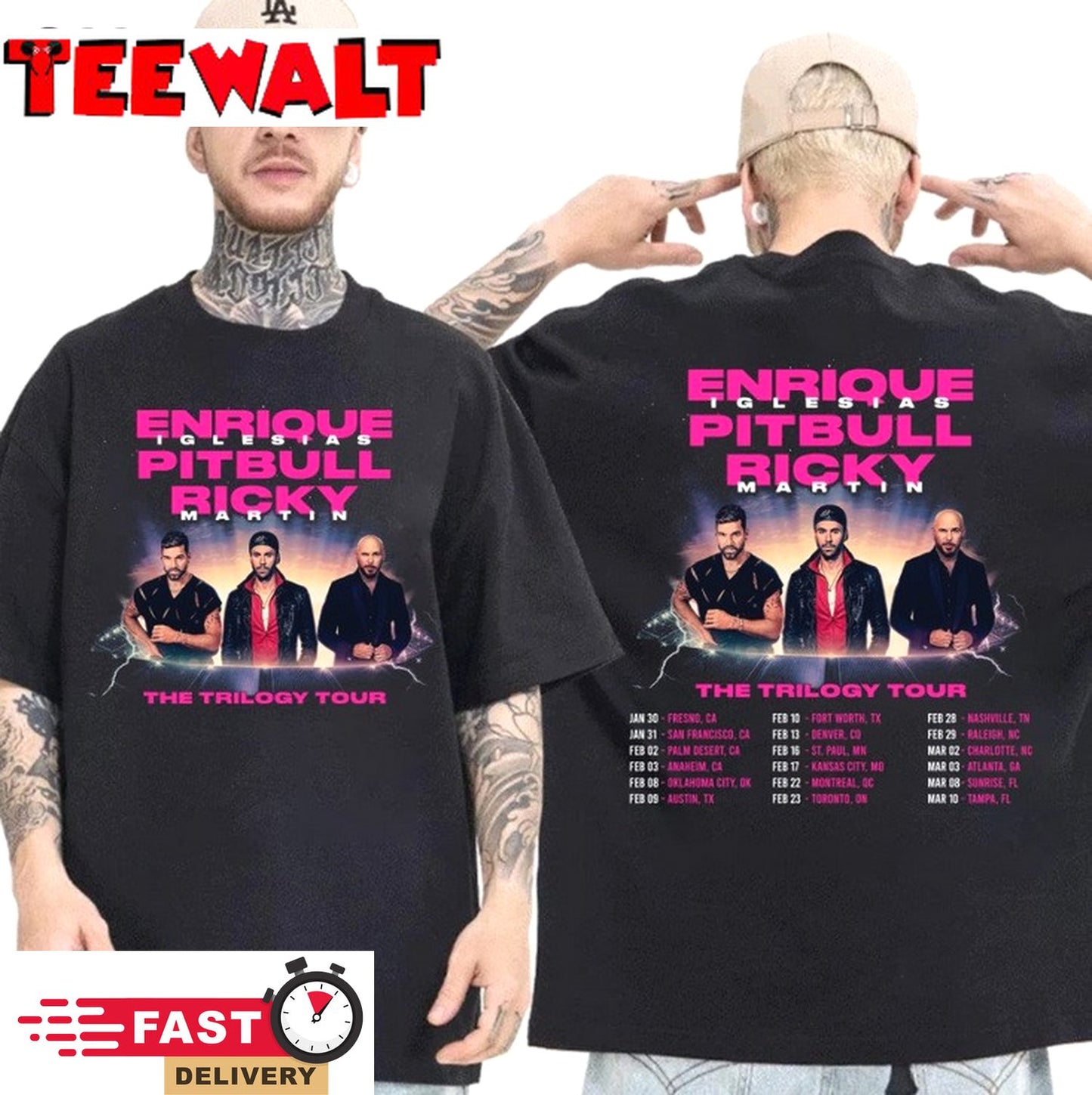 Enrique Iglesias X Pitbull X Ricky Martin The Trilogy 2024 Concert Shirt