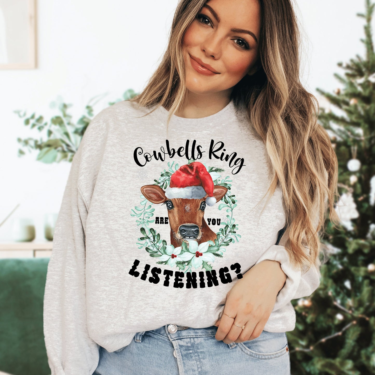 Merry Christmoos Christmas Cow Sweatshirt - Funny Gift For Cow Lovers