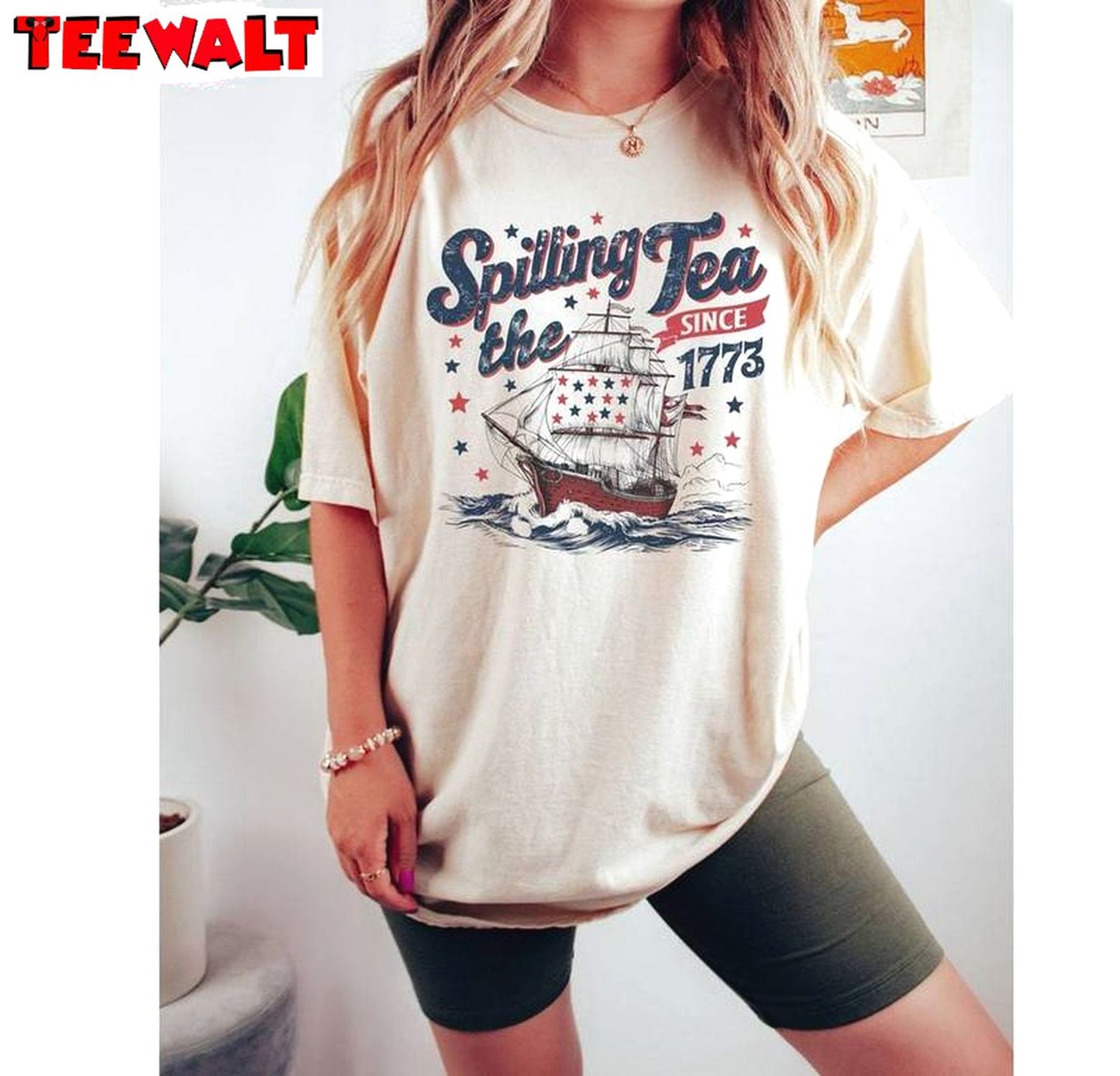 Spilling Tea Since 1773 Comfort Shirt, American Freedom Short Sleeve Crewneck