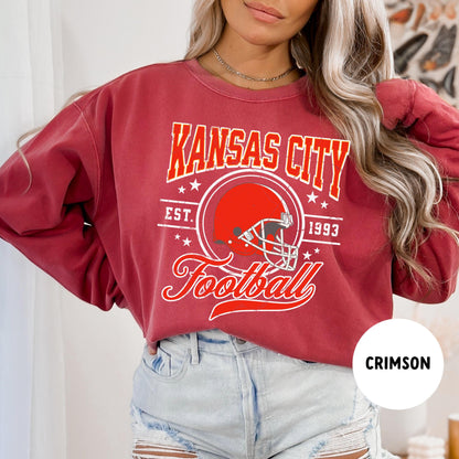 Kansas City Football Sweatshirt Vintage Crewneck Mahomes Butker Chiefs Shirt