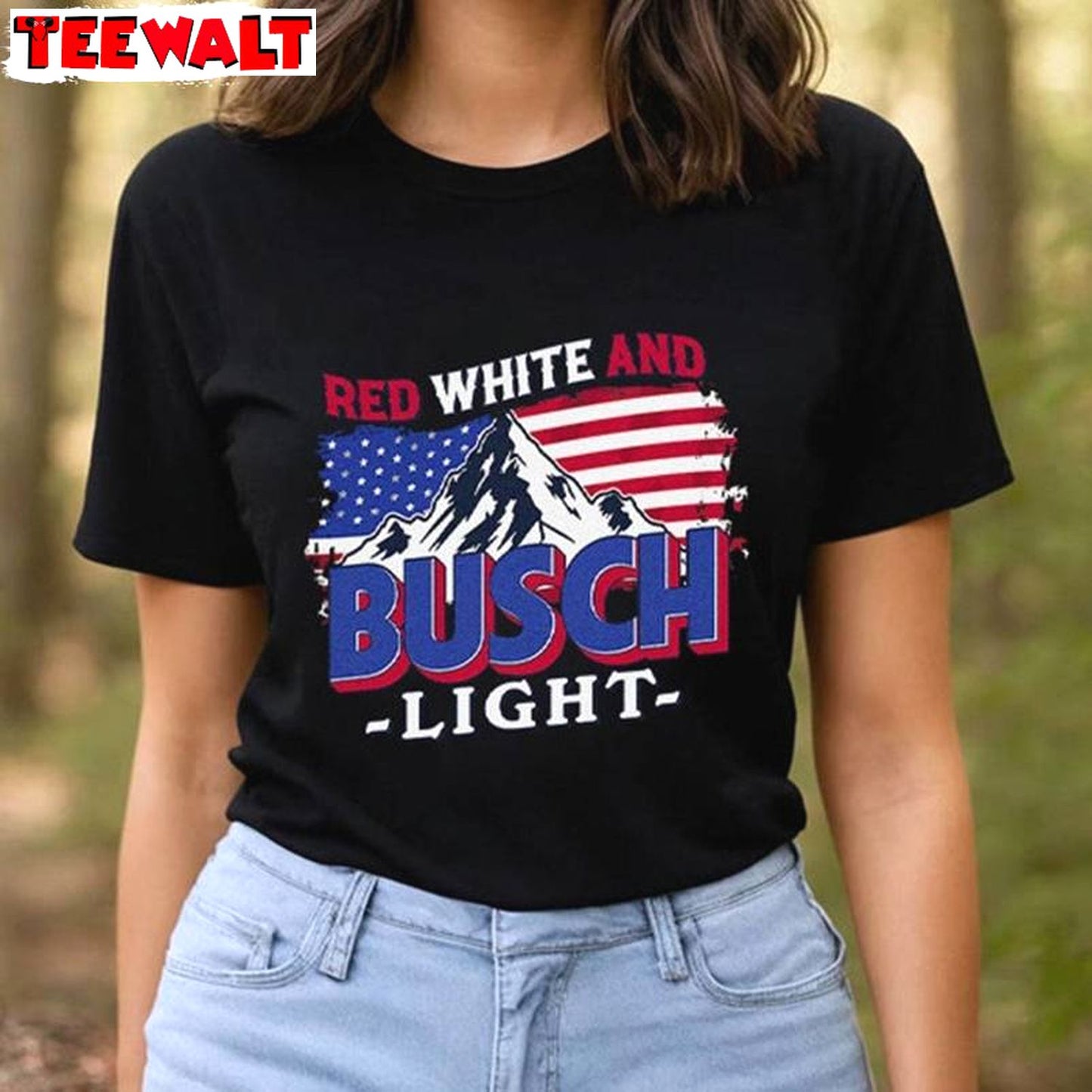 Funny Busch Light Short Sleeve , New Rare Red White And Busch Light Shirt Sweater