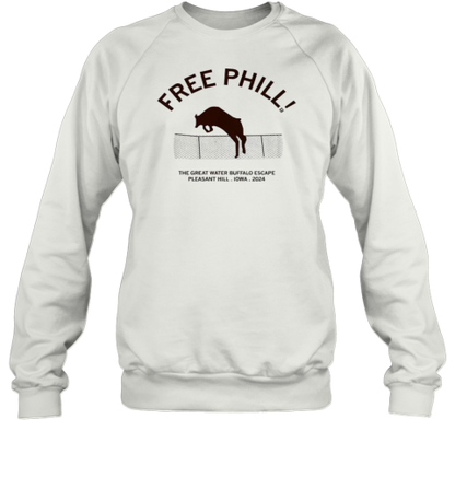 Free Phill The Great Water Buffalo Escape Pleasant Hill Iowa 2024 T-Shirt