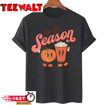 Tis The Season Pumpkin Spice Funny Fall Vibes Autumn Retro T-Shirt 700594