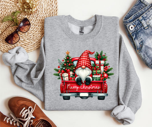 Gnome Merry Christmas Red Truck Holiday Shirt