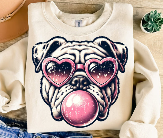 Retro Bulldog Funny Dog Bubblegum Vintage Trendy T-Shirt