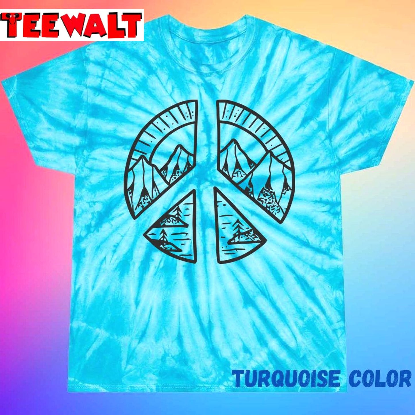 Peace Sign And Mountain Unisex Tie Dye Tee