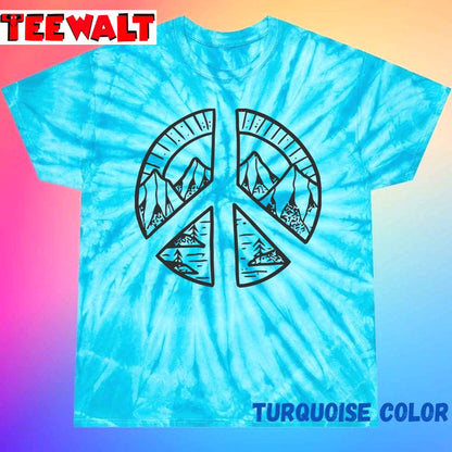 Peace Sign And Mountain Unisex Tie Dye Tee