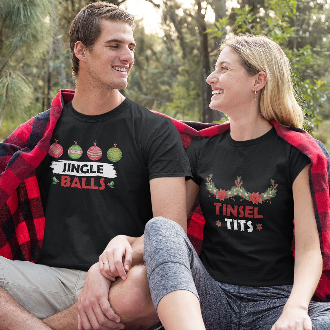 Tinsel Tits Shirt Merry Christmas Couple Tee