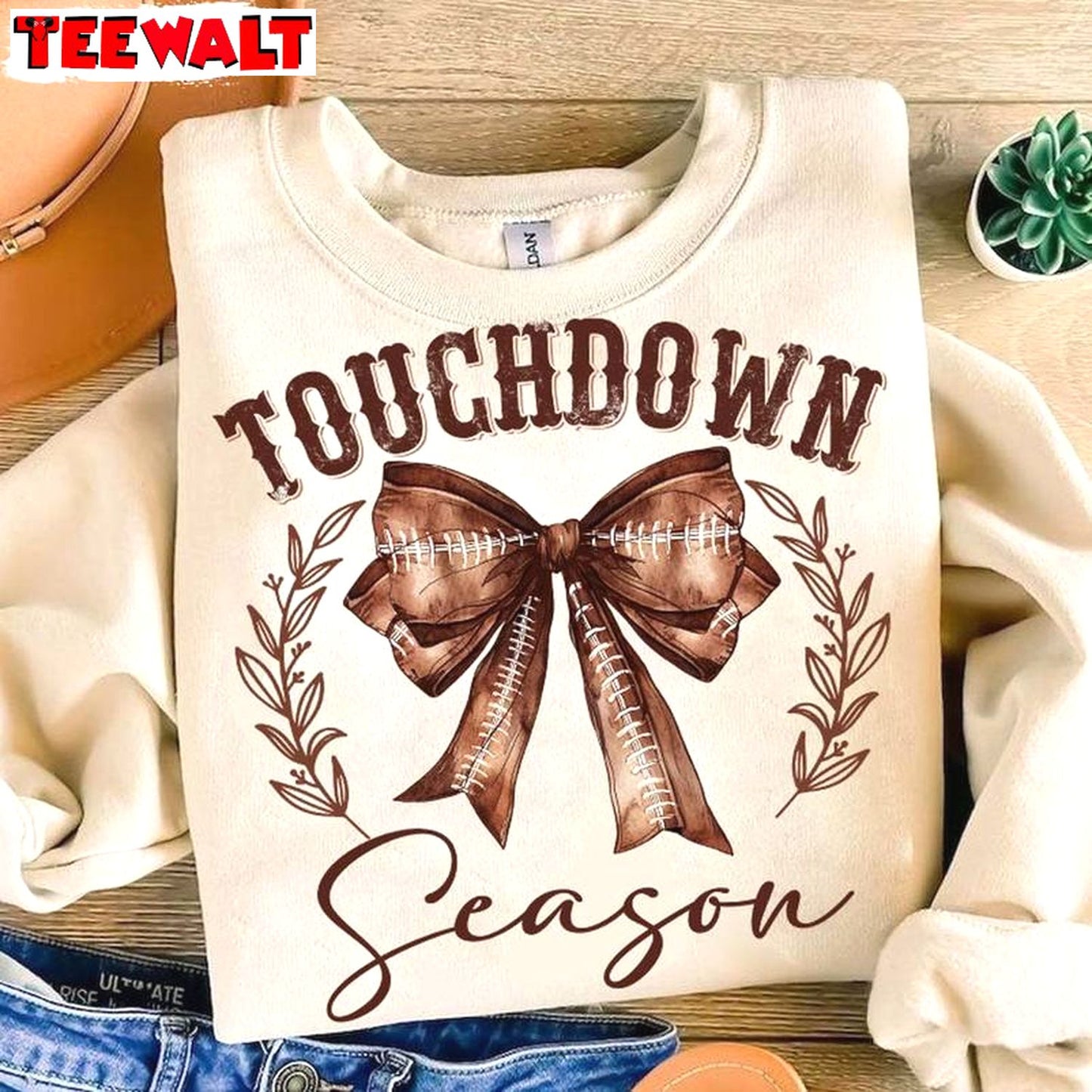 Touchdown Season Coquette Short Sleeve , Must Have Coquette Football Sweater Hoodie