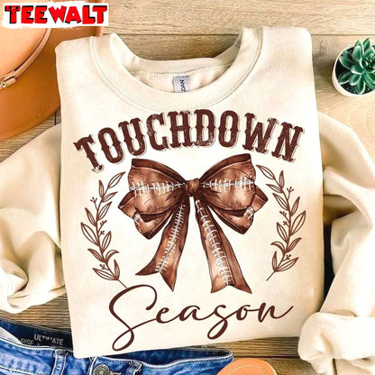 Touchdown Season Coquette Short Sleeve , Must Have Coquette Football Sweater Hoodie