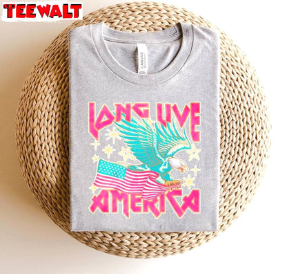 Funny Eagle Pink Usa Flag T Shirt, Trendy Long Live America Shirt Short Sleeve