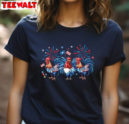 Must Have Chicken 4th Of July Shirt, Patriotic Chicken Usa Flag T Shirt Long Sleeve