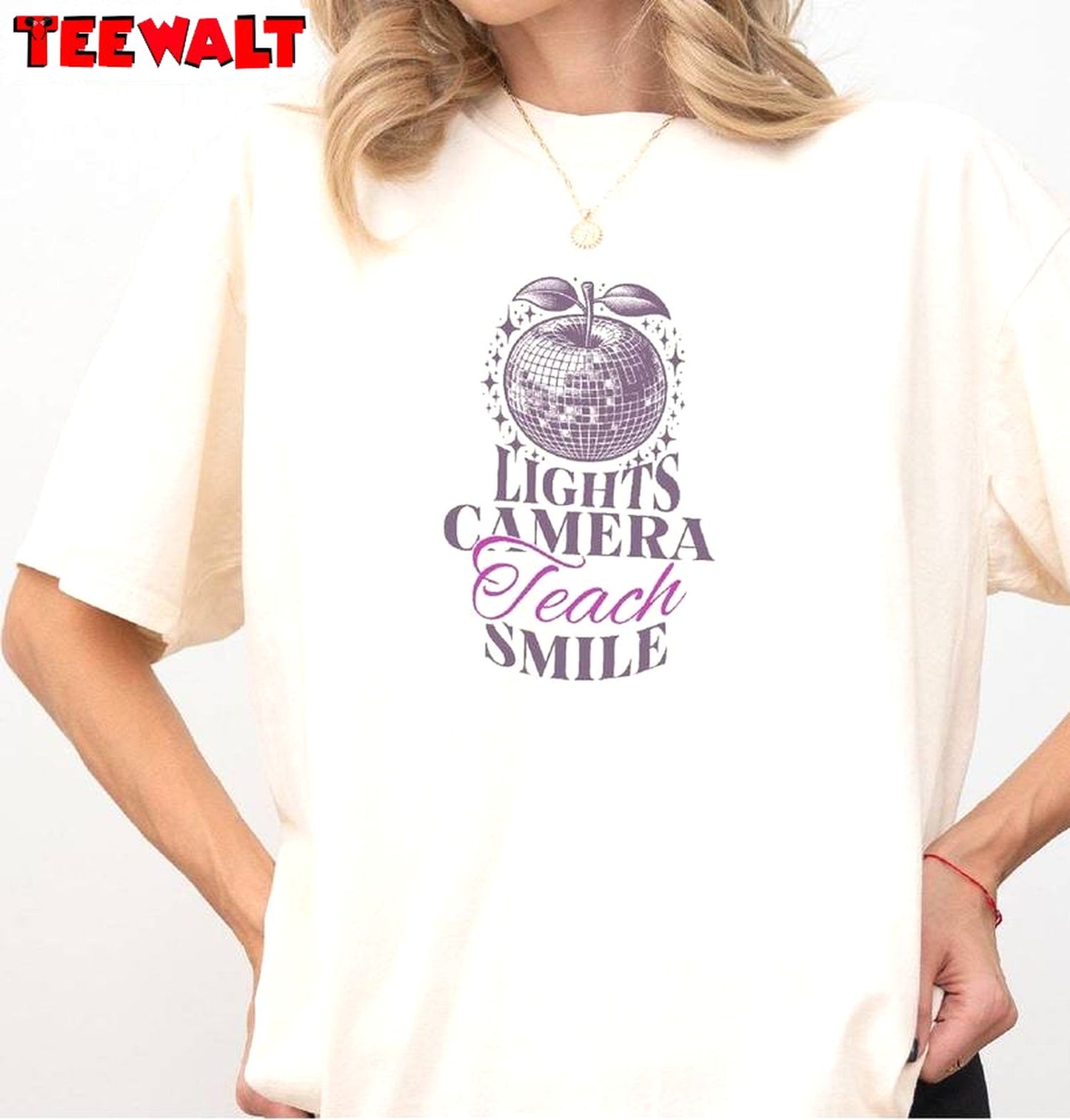 Lights Camera Teach Smile Groovy Shirt, Unique Poets Department Crewneck Long Sleeve