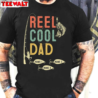 Fishing Father And Kids Short Sleeve , Vintage Reel Cool Dad Shirt Sweater