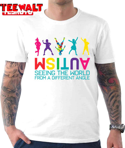 Funny Autism Awareness Seeing The World From Different Angles Unisex T-Shirt