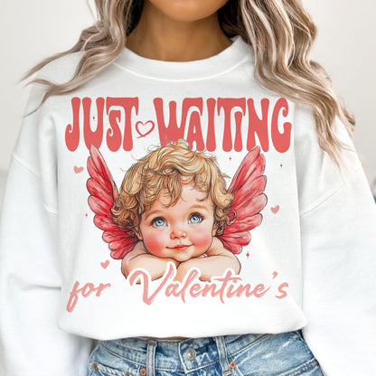 Just Waiting For Valentine'S Cupid & Heart Xoxo Love Design