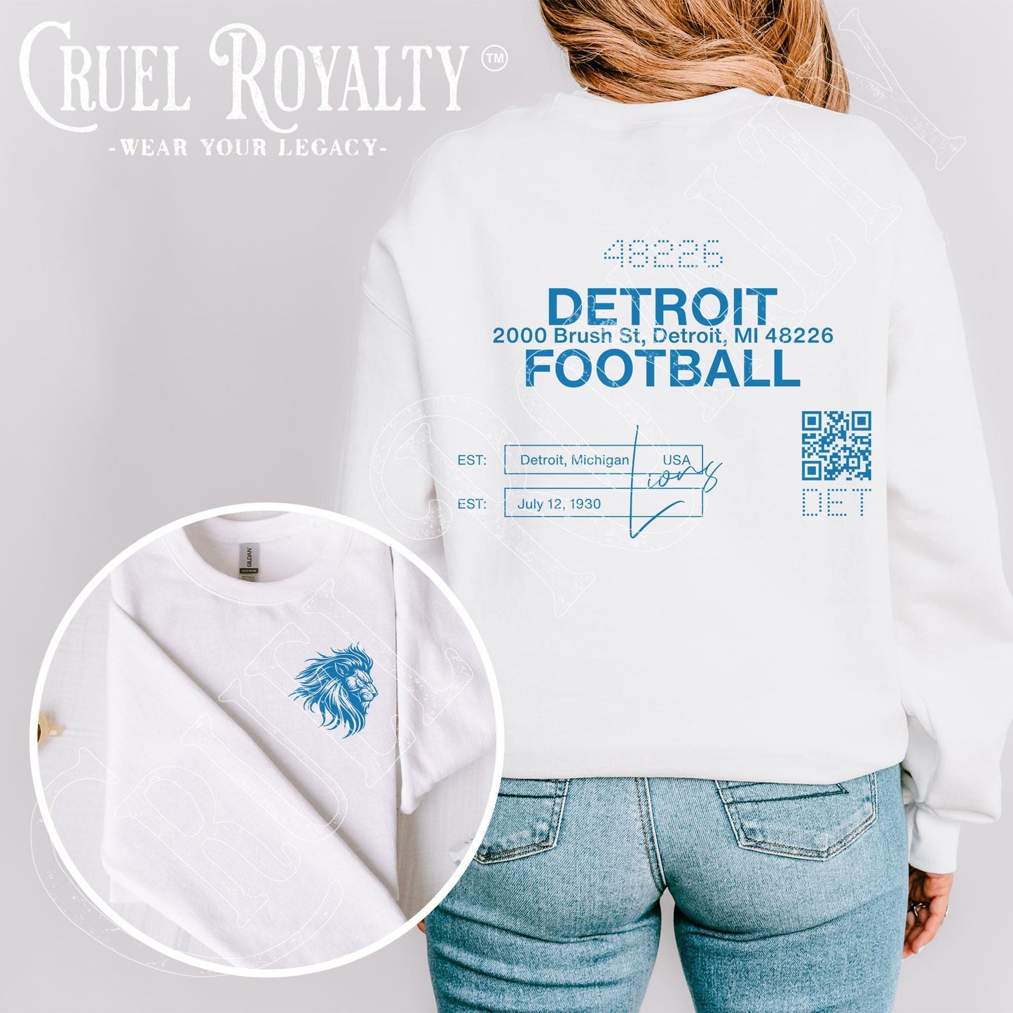 Detroit Football Crewneck Sweatshirt - Trendy Game Day Gift