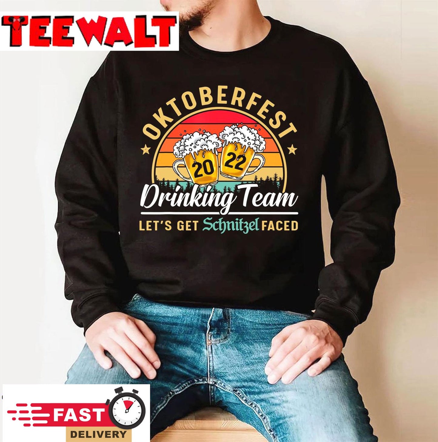 Oktoberfest 2022 Drinking Team Let's Get Schnitzel Face T-Shirt