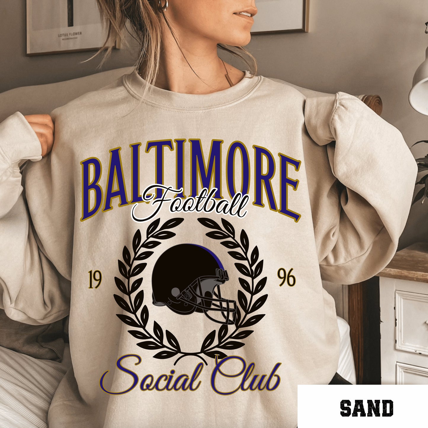 Vintage Baltimore Football Sweatshirt - Retro Raven Crewneck Gift Shirt