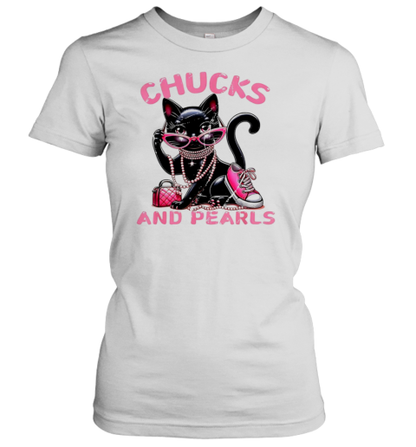 Black Cat Chucks And Pearls Kamala T-Shirt