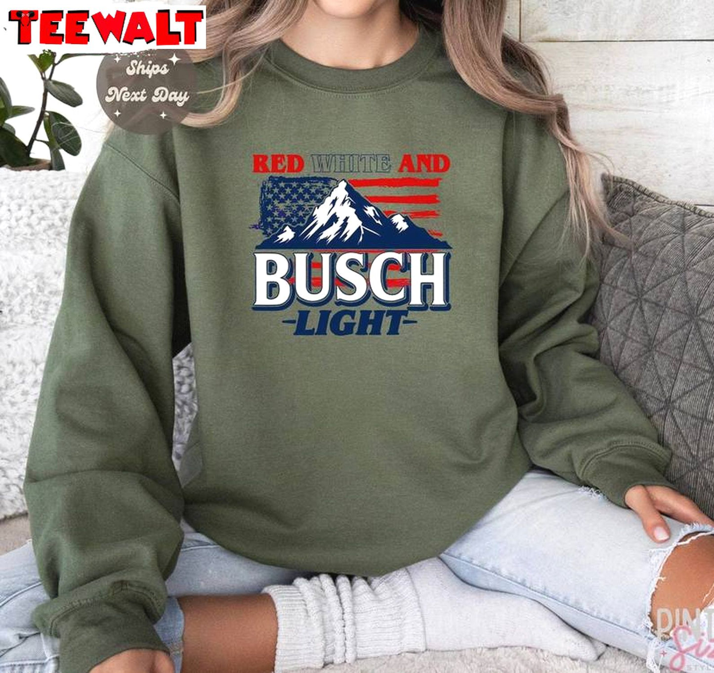 Vintage Red White And Busch Light Shirt, Groovy 4th Of July Party Sweater Hoodie