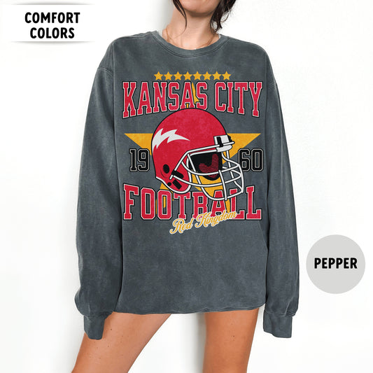 Kansas City Chiefs Vintage Football Sweatshirt, Comfortable Crewneck