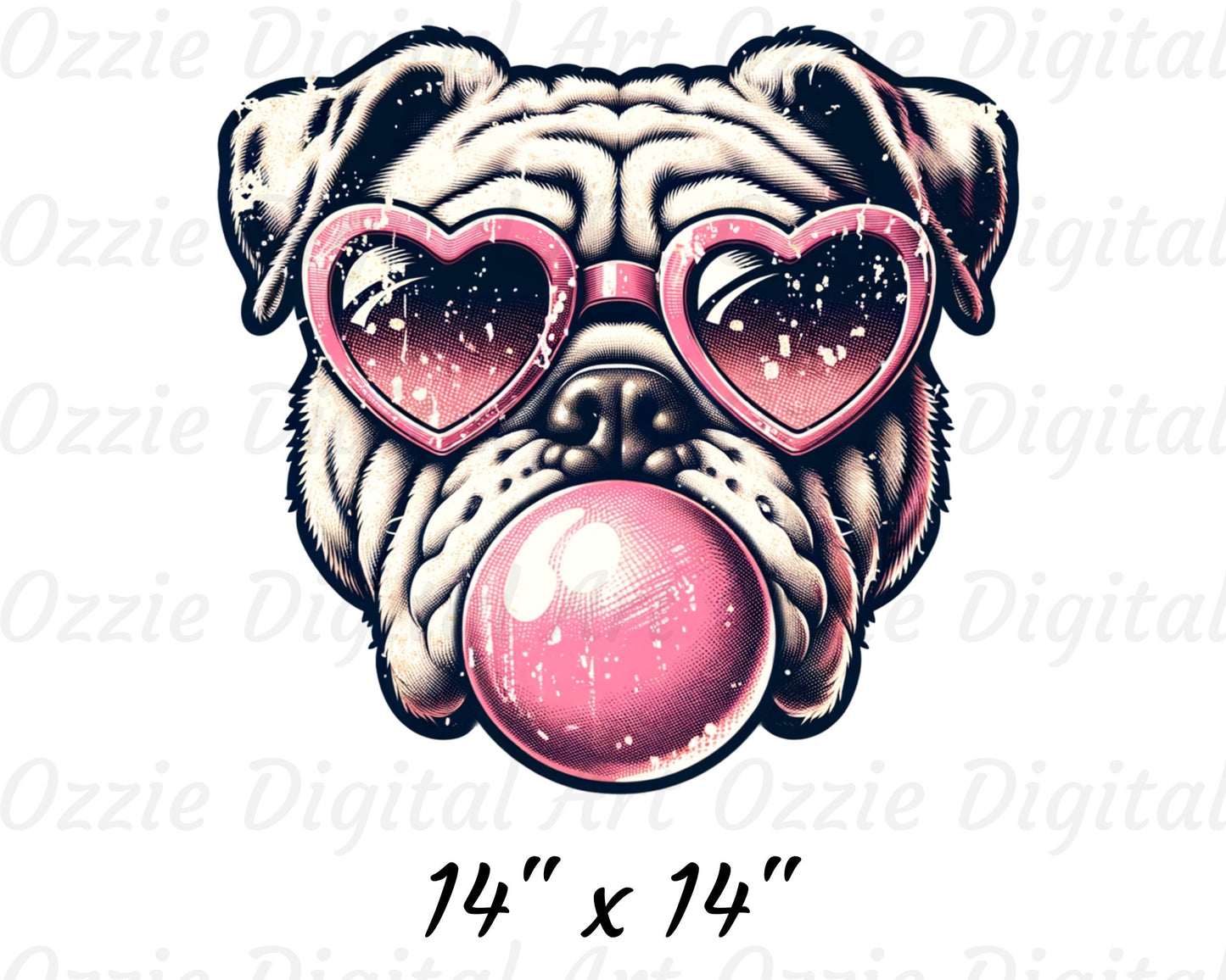 Retro Bulldog Funny Dog Bubblegum Vintage Trendy T-Shirt