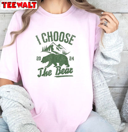 Comfort Colors I Choose Bear Shirt, Cute Bear Unisex Hoodie Short Sleeve