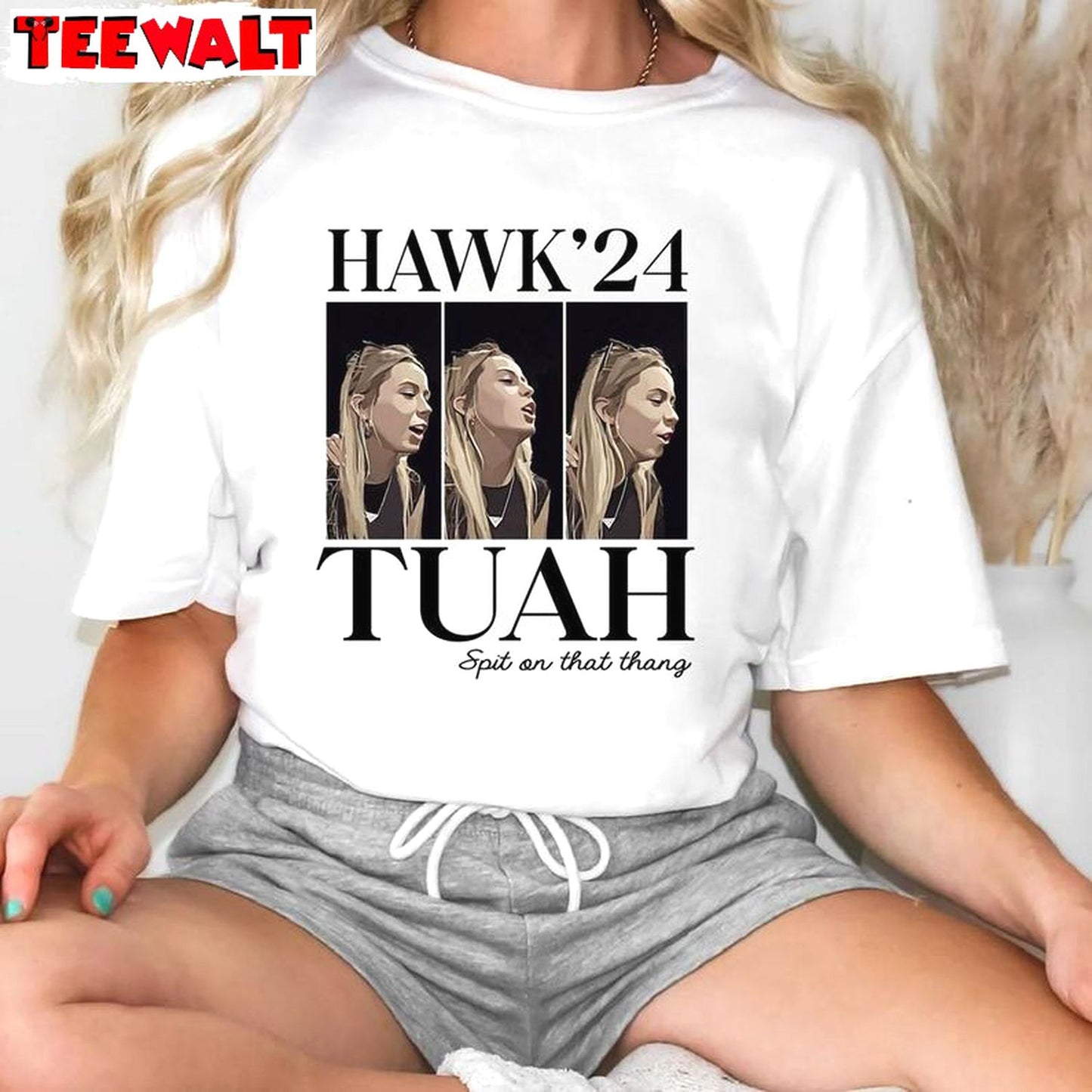 Comfort Color Hawk Tuah Spit On That Hang Shirt, Hawk Tuah 24 Unisex Hoodie Long Sleeve